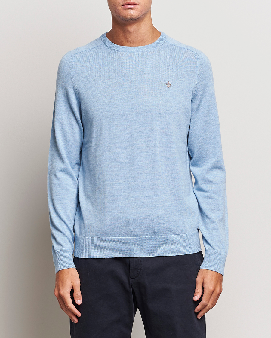 Herre |  | Morris | Merino Crew Neck Pullover Light Blue