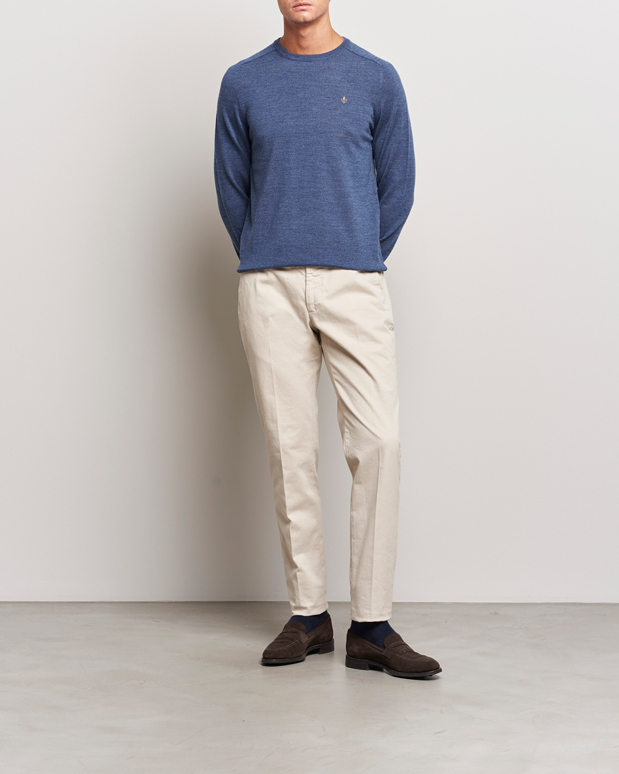 Herre | Gensere | Morris | Merino Crew Neck Pullover Blue