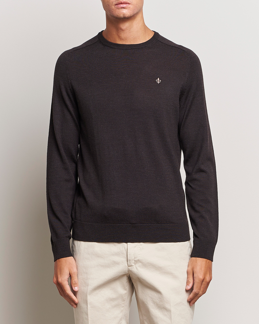 Herre |  | Morris | Merino Crew Neck Pullover Brown
