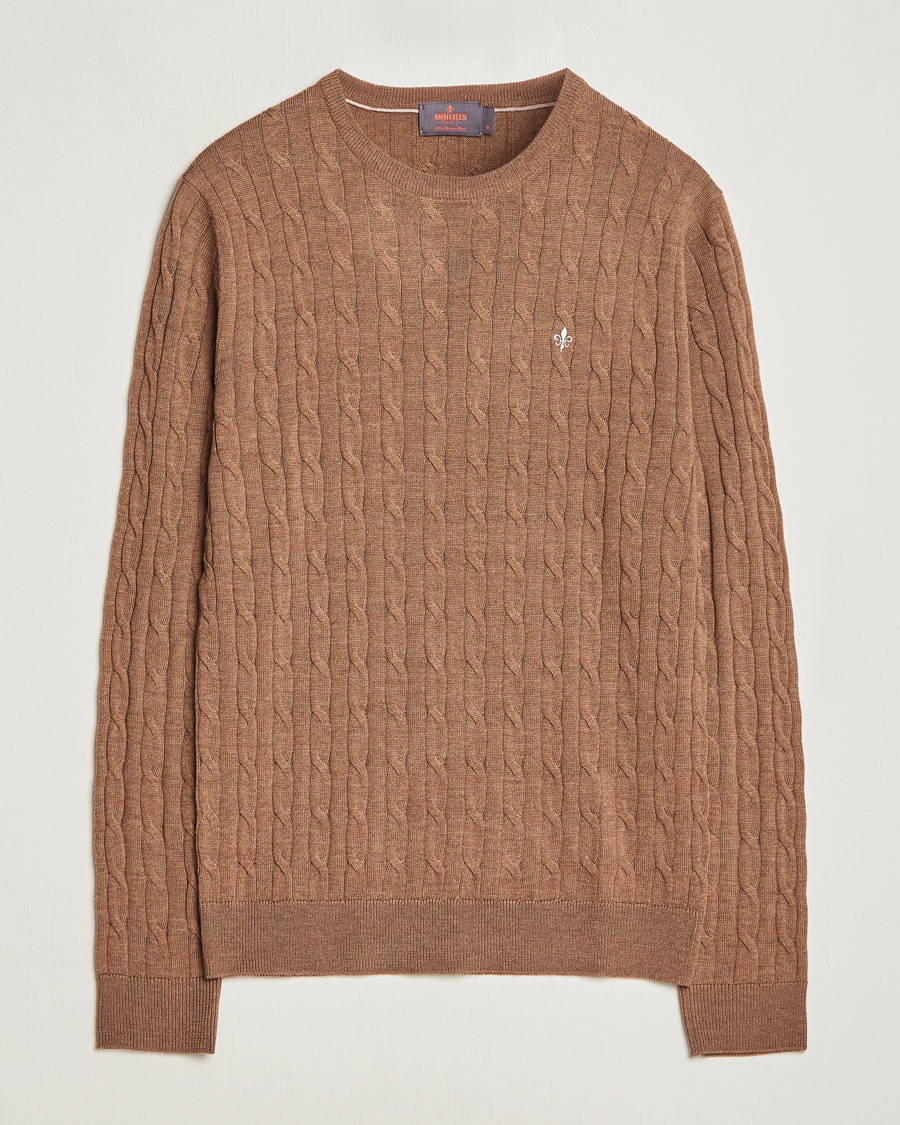 Herre | Gensere | Morris | Merino Cable Crew Neck Camel