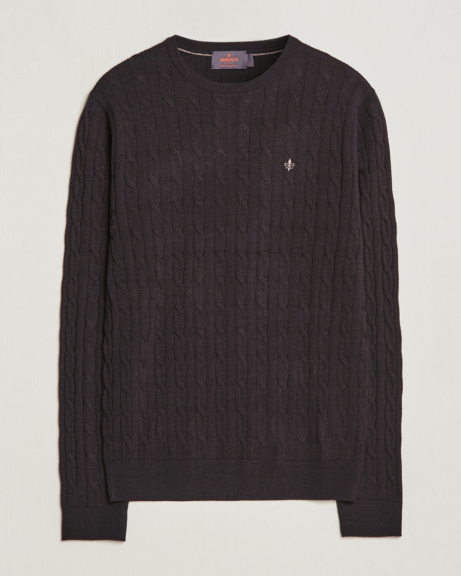 Herre | Gensere | Morris | Merino Cable Crew Neck Brown