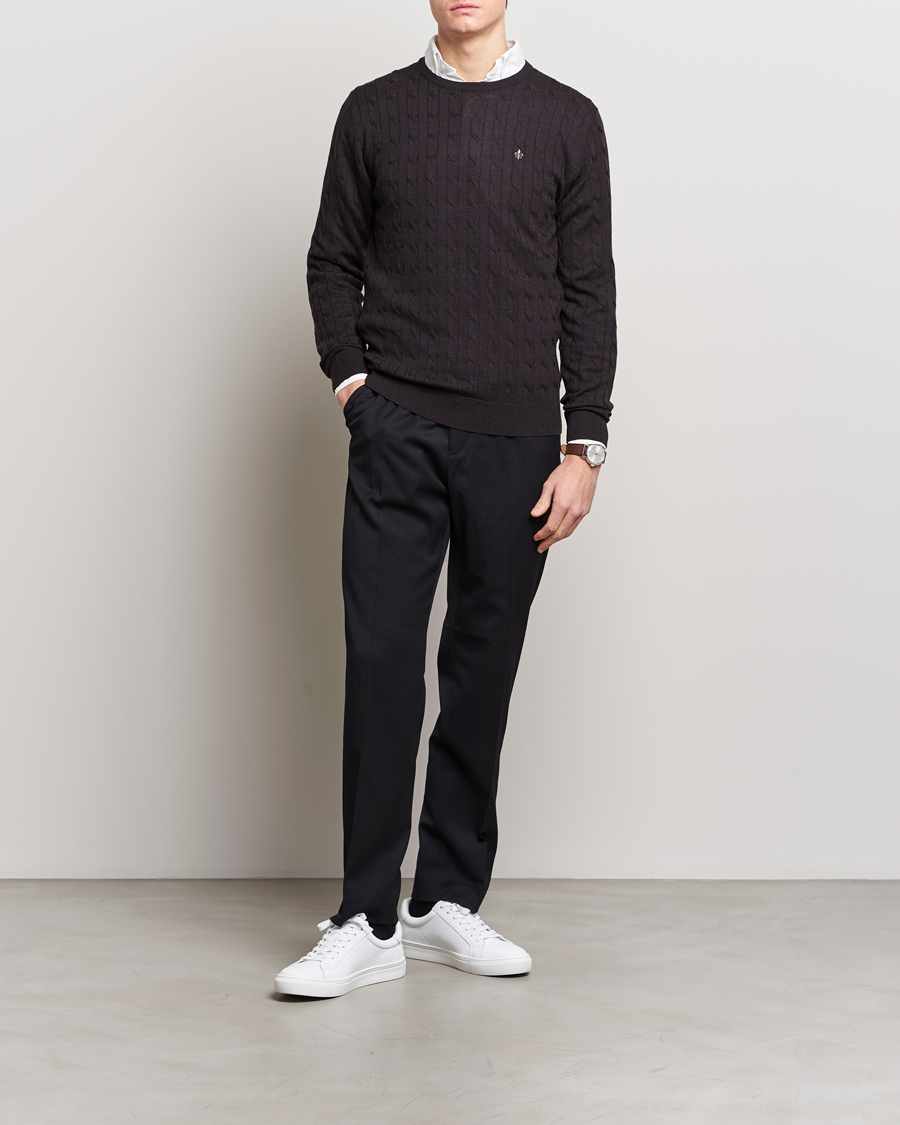 Herre | Gensere | Morris | Merino Cable Crew Neck Brown
