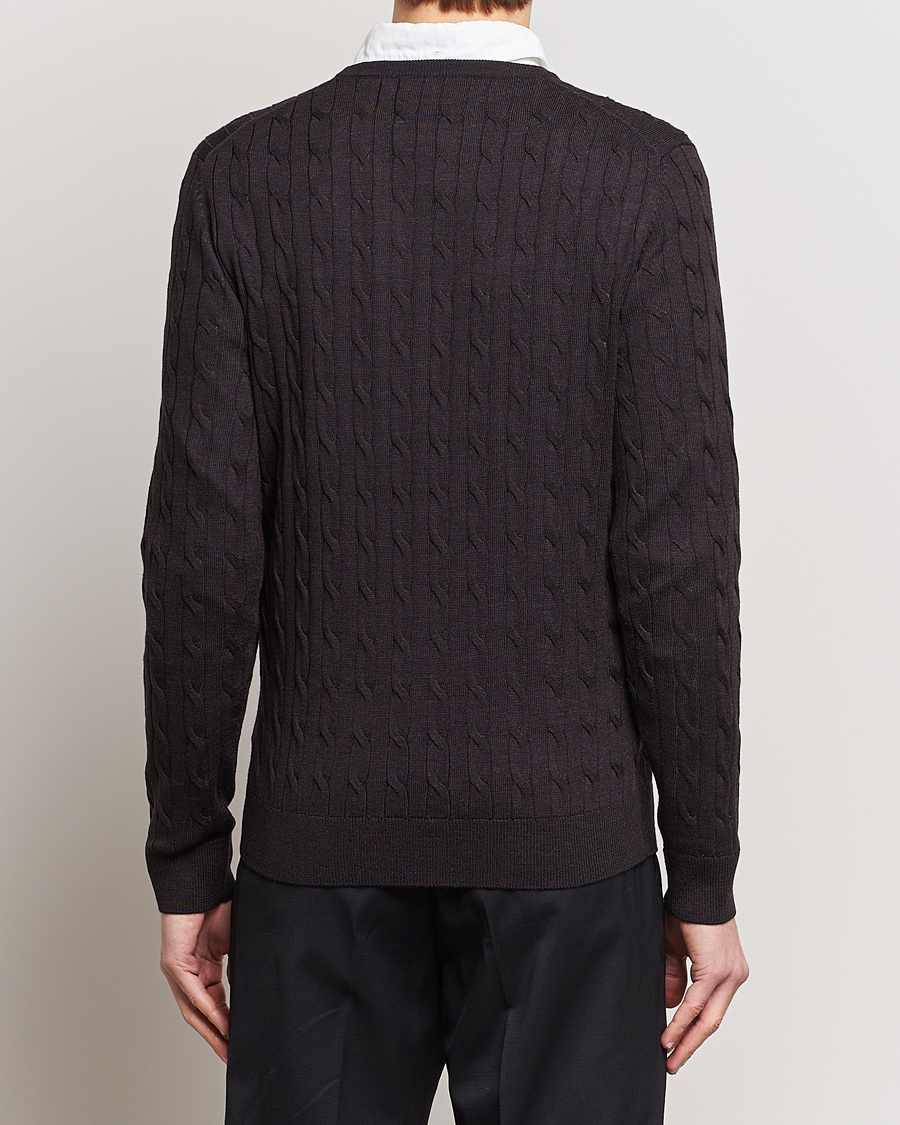 Herre | Gensere | Morris | Merino Cable Crew Neck Brown