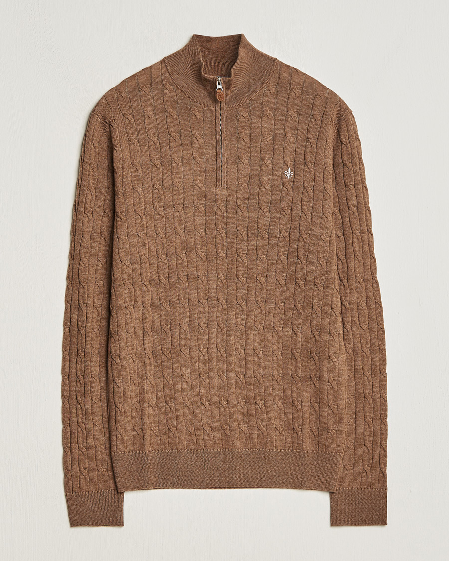 Herre | Gensere | Morris | Merino Cable Half Zip Camel