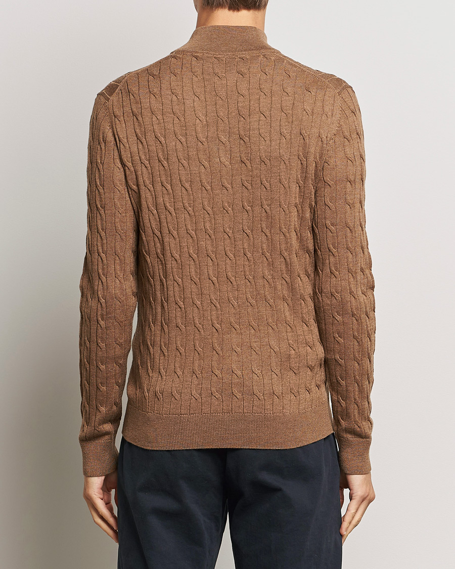 Herre | Gensere | Morris | Merino Cable Half Zip Camel