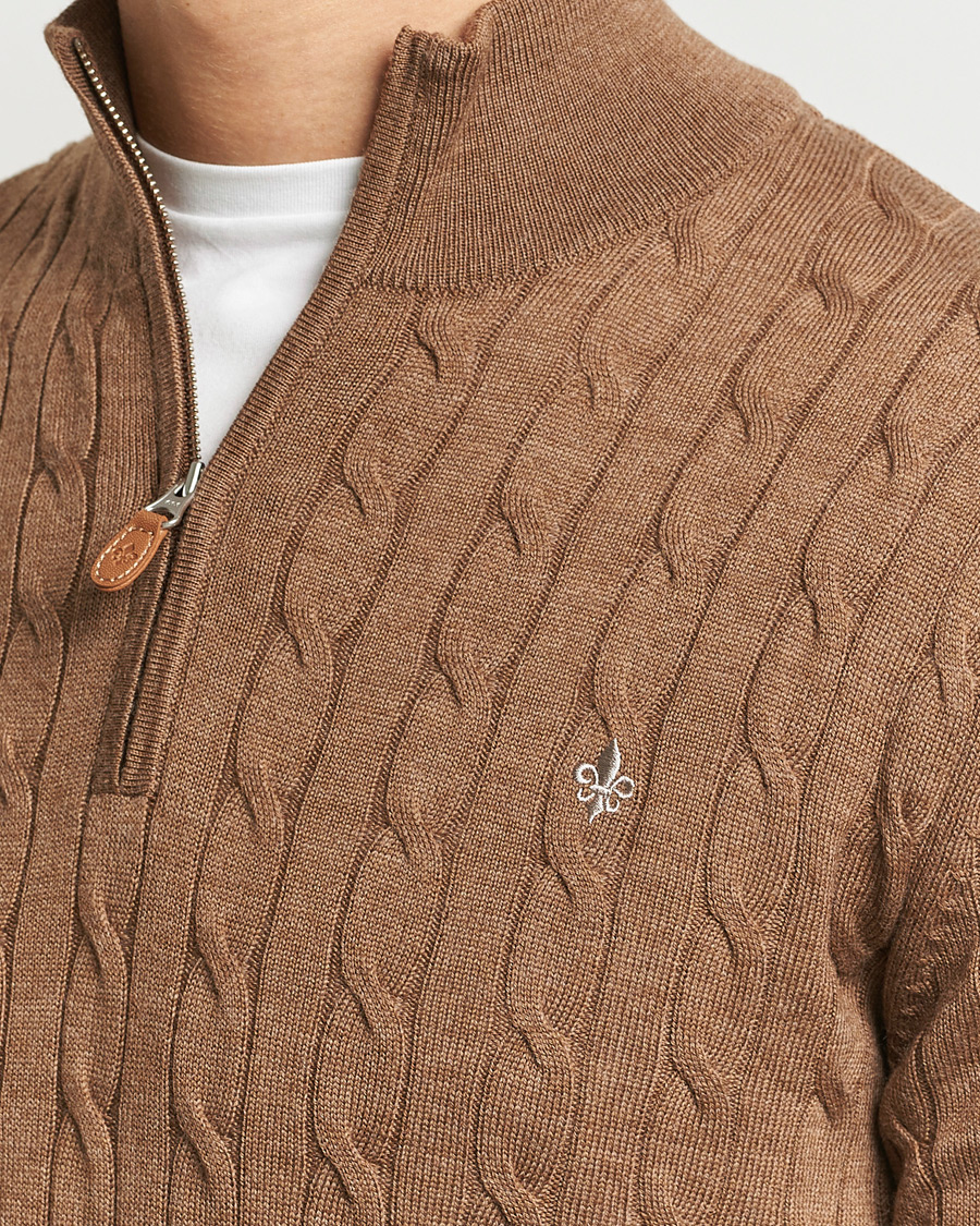 Herre | Gensere | Morris | Merino Cable Half Zip Camel