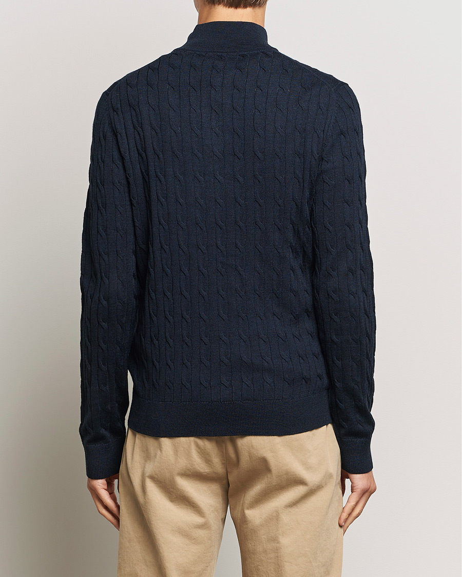 Herre | Gensere | Morris | Merino Cable Half Zip Navy
