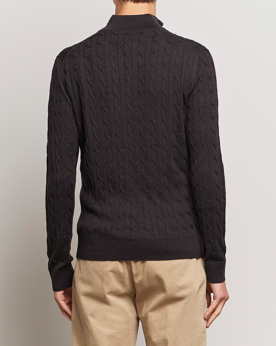 Herre | Gensere | Morris | Merino Cable Half Zip Brown