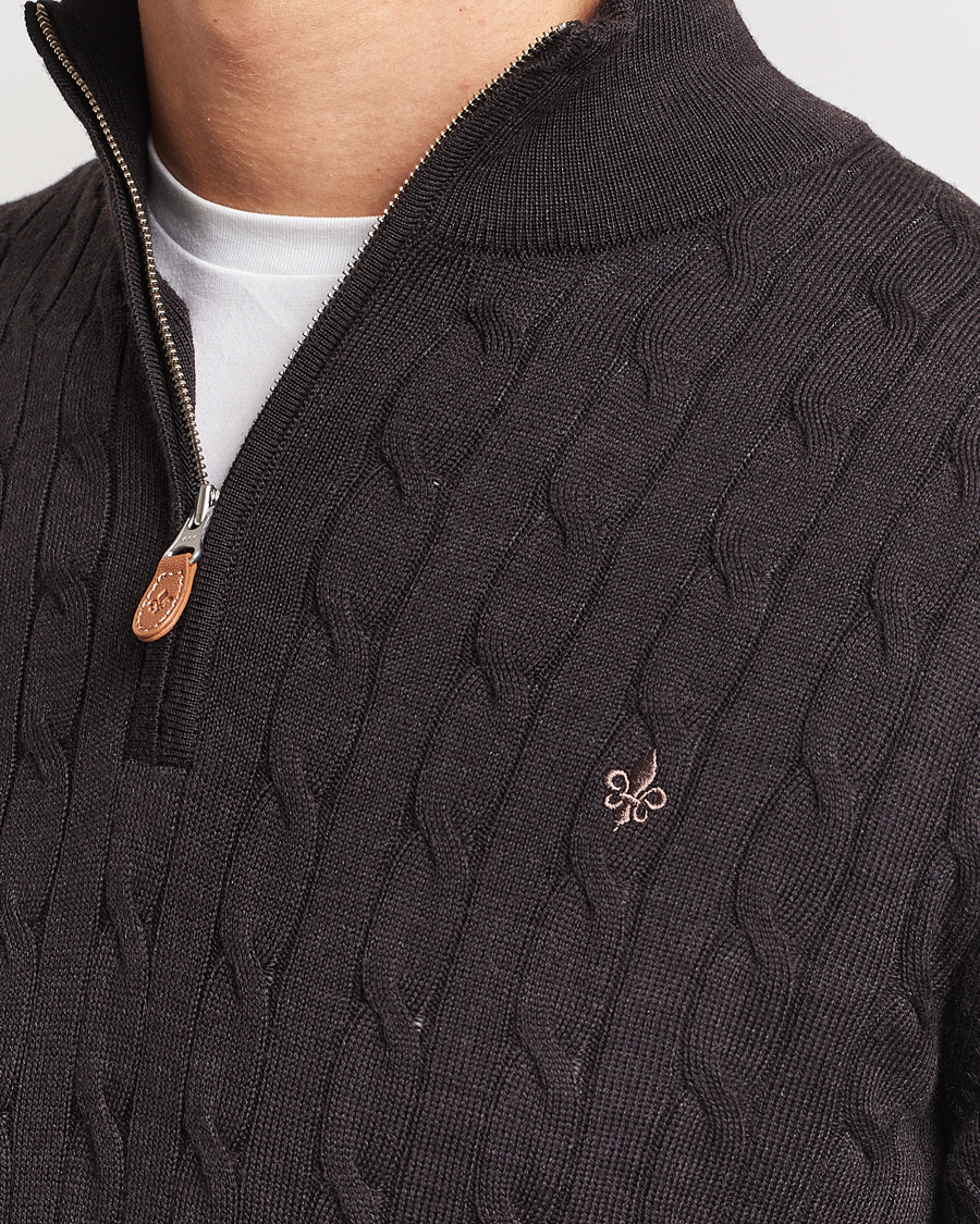 Herre | Gensere | Morris | Merino Cable Half Zip Brown