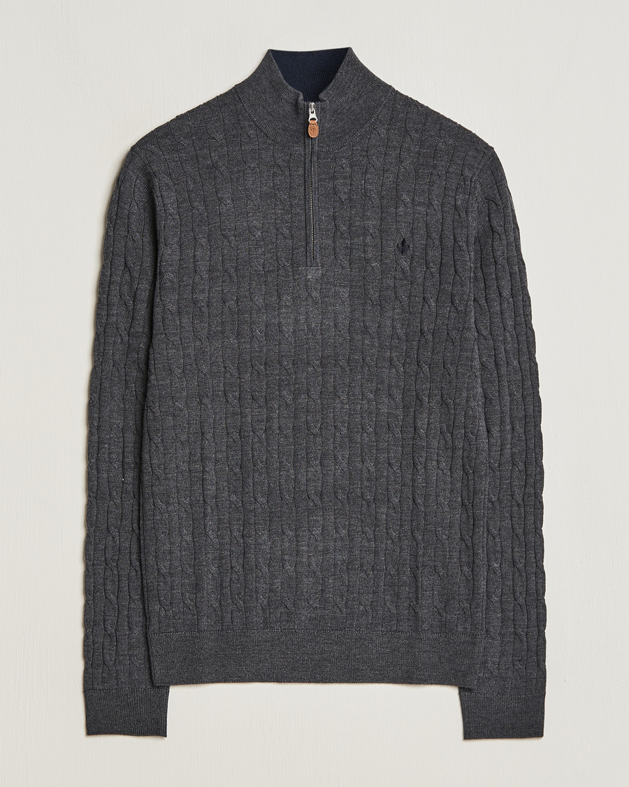 Herre | Gensere | Morris | Merino Cable Half Zip Grey