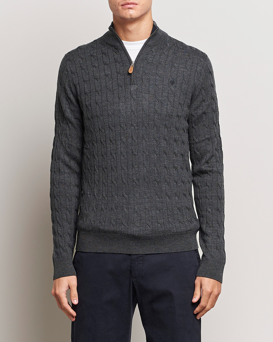 Herre |  | Morris | Merino Cable Half Zip Grey