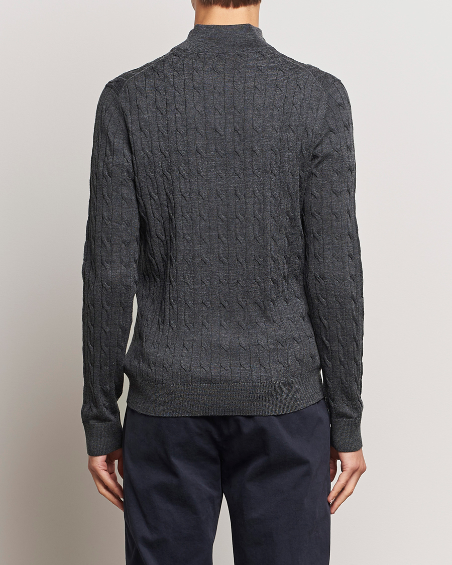 Herre | Gensere | Morris | Merino Cable Half Zip Grey