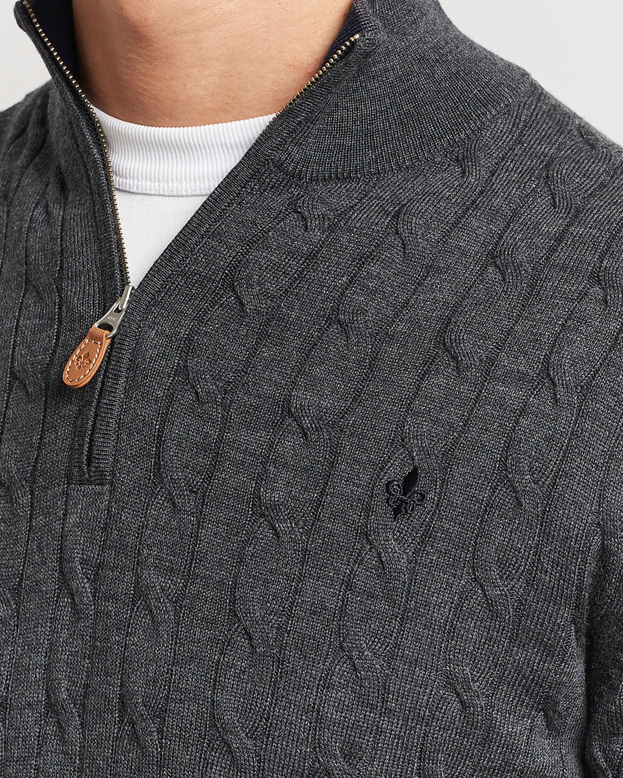 Herre | Gensere | Morris | Merino Cable Half Zip Grey