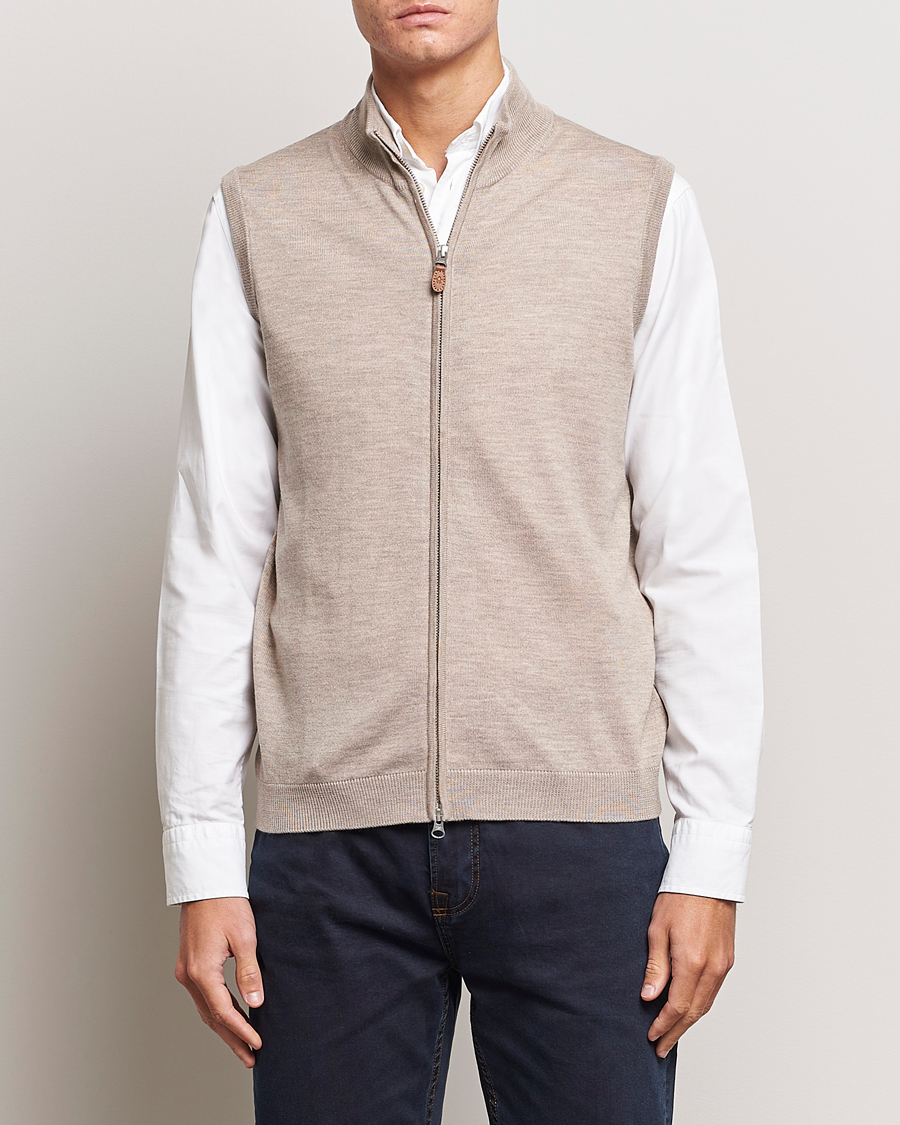 Herre | | Morris | Merino Zip Vest Khaki