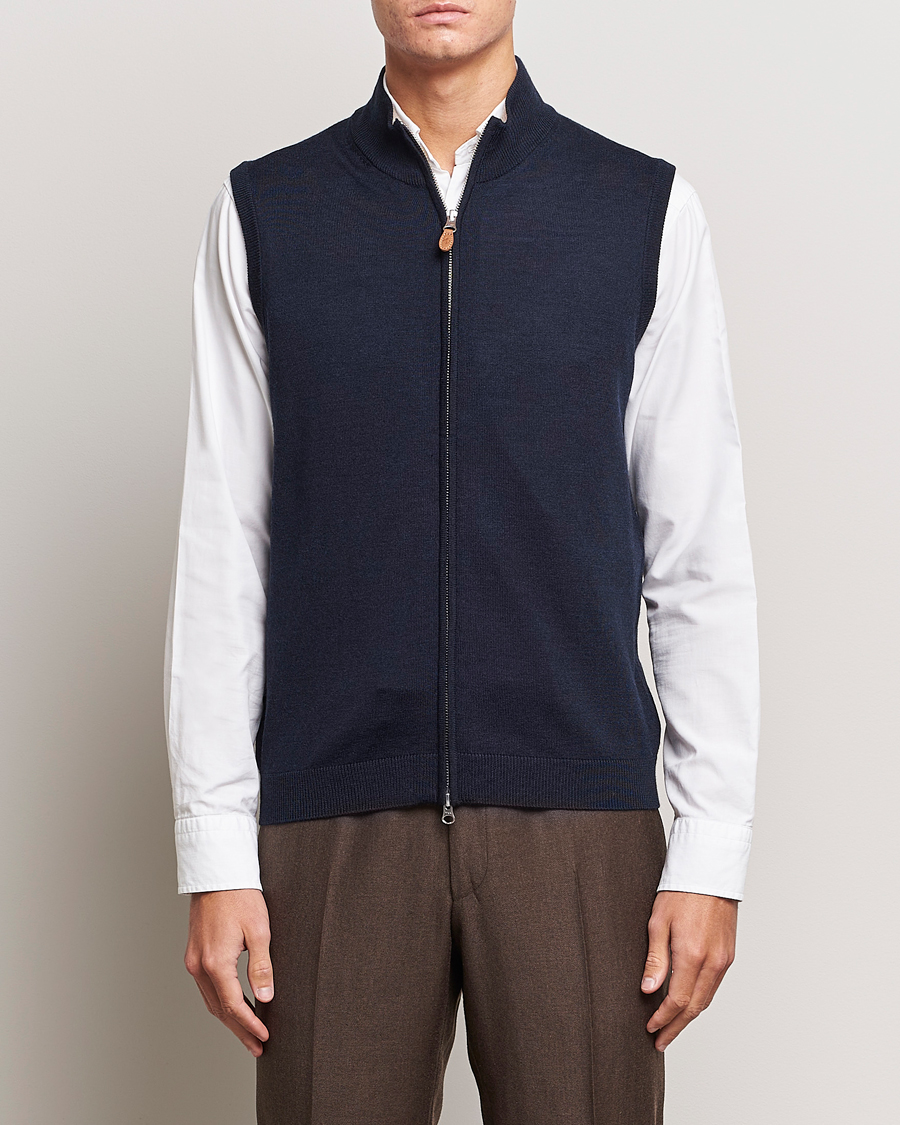 Herre |  | Morris | Merino Zip Vest Navy