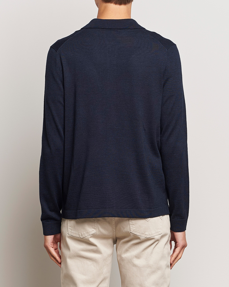 Herre | Gensere | Morris | Merino Knitted Shirt Navy