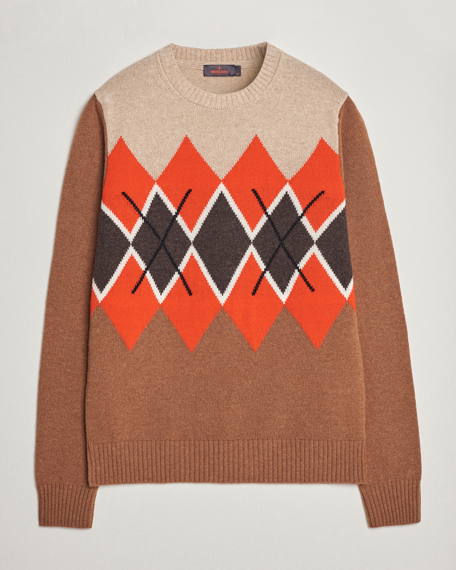 Herre | Gensere | Morris | Ayle Argyle Crew Neck Camel
