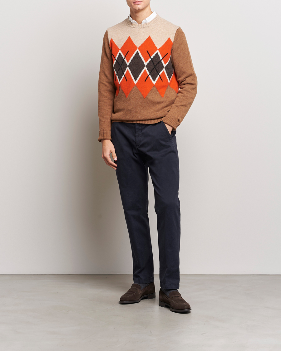 Herre | Gensere | Morris | Ayle Argyle Crew Neck Camel