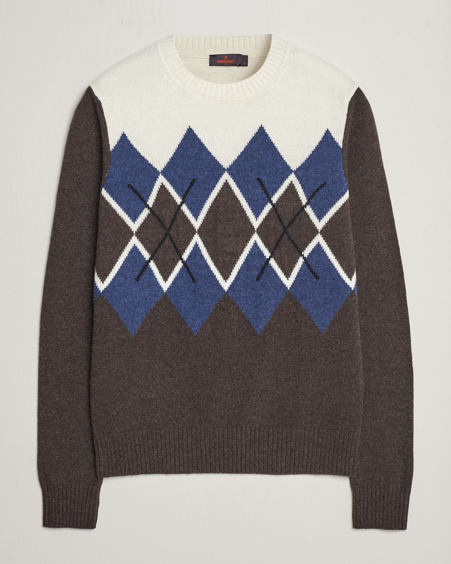 Herre | Gensere | Morris | Ayle Argyle Crew Neck Brown