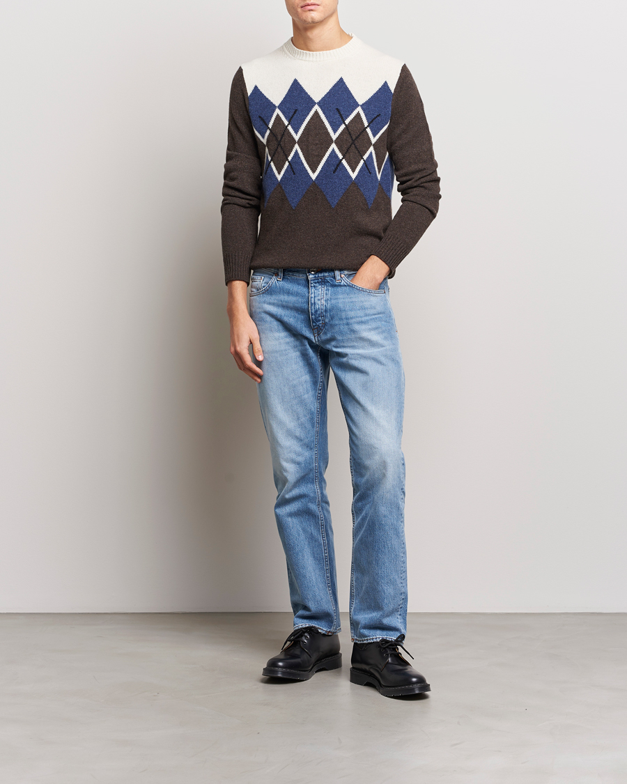 Herre | Gensere | Morris | Ayle Argyle Crew Neck Brown