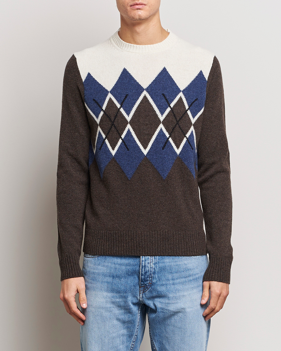 Herre | Gensere | Morris | Ayle Argyle Crew Neck Brown