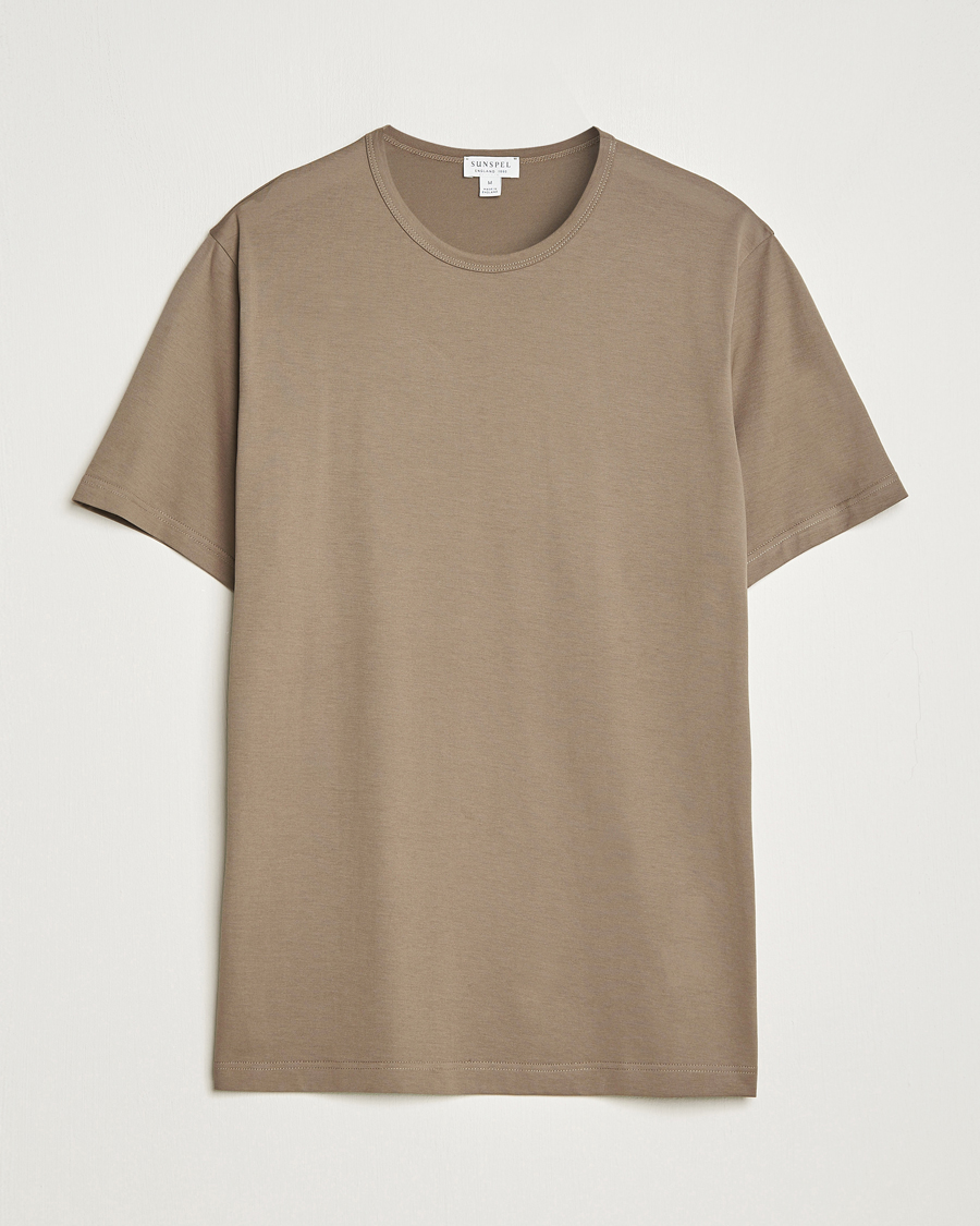 Herre | T-Shirts | Sunspel | Crew Neck Cotton Tee Cedar