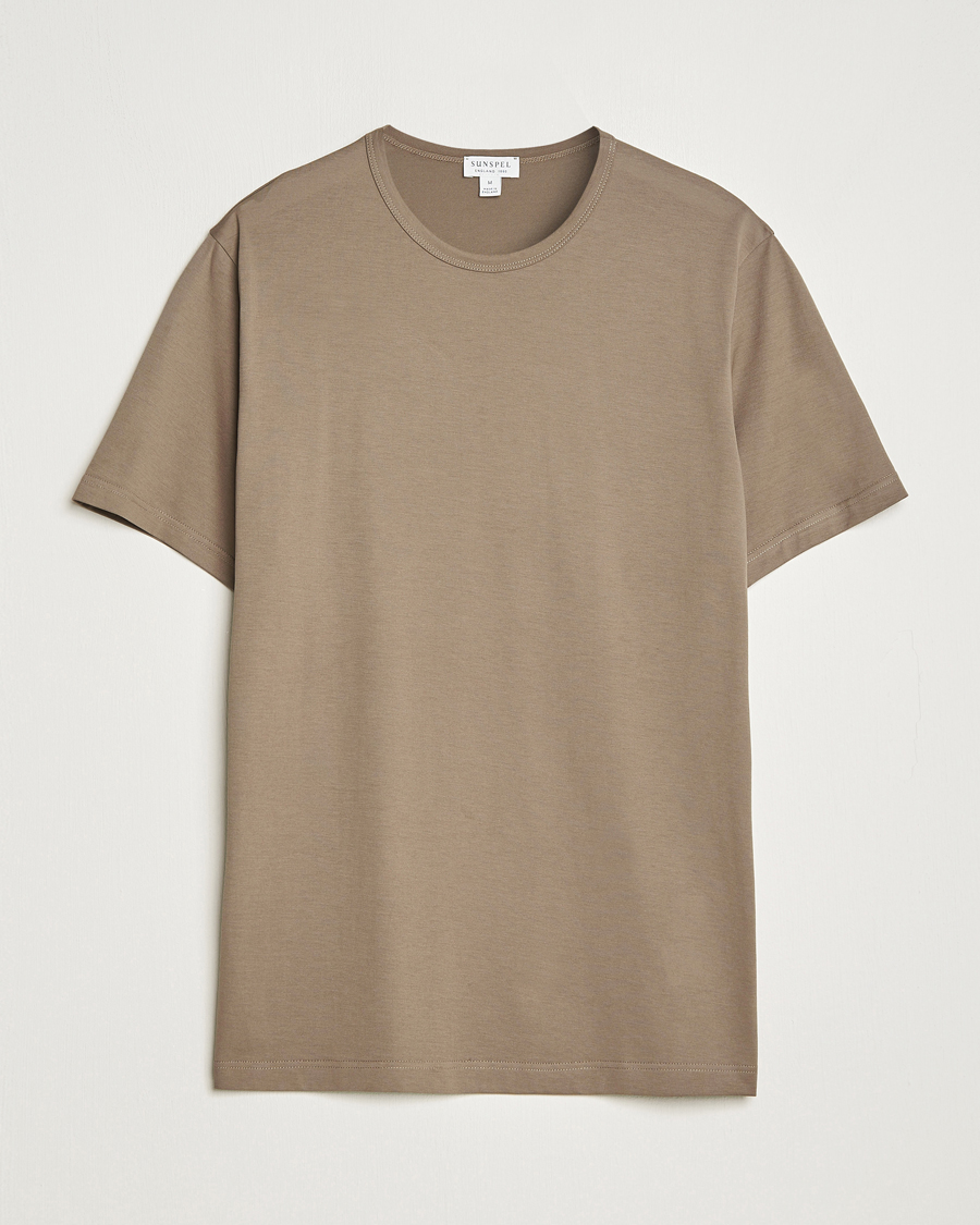 Herre | T-Shirts | Sunspel | Crew Neck Q82 Cotton T-Shirt Cedar