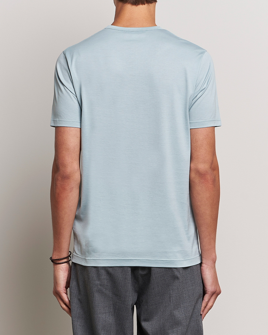 Herre | T-Shirts | Sunspel | Crew Neck Cotton Tee Blue Sage