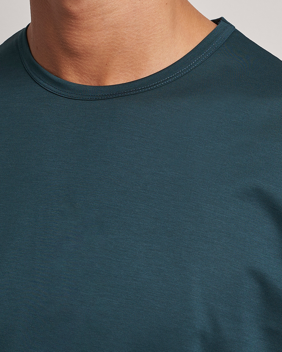 Herre | T-Shirts | Sunspel | Crew Neck Q82 Cotton T-Shirt Peacock