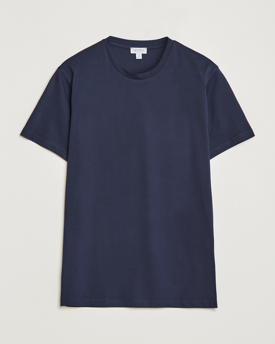 Herre | T-Shirts | Sunspel | Riviera Midweight T-Shirt Navy