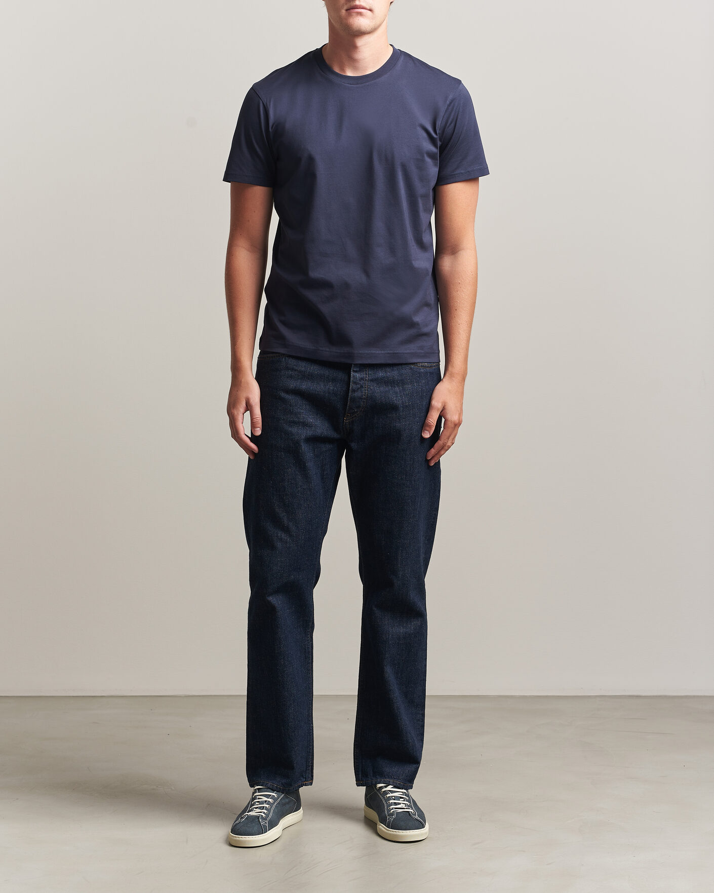 Herre | T-Shirts | Sunspel | Riviera Midweight T-Shirt Navy