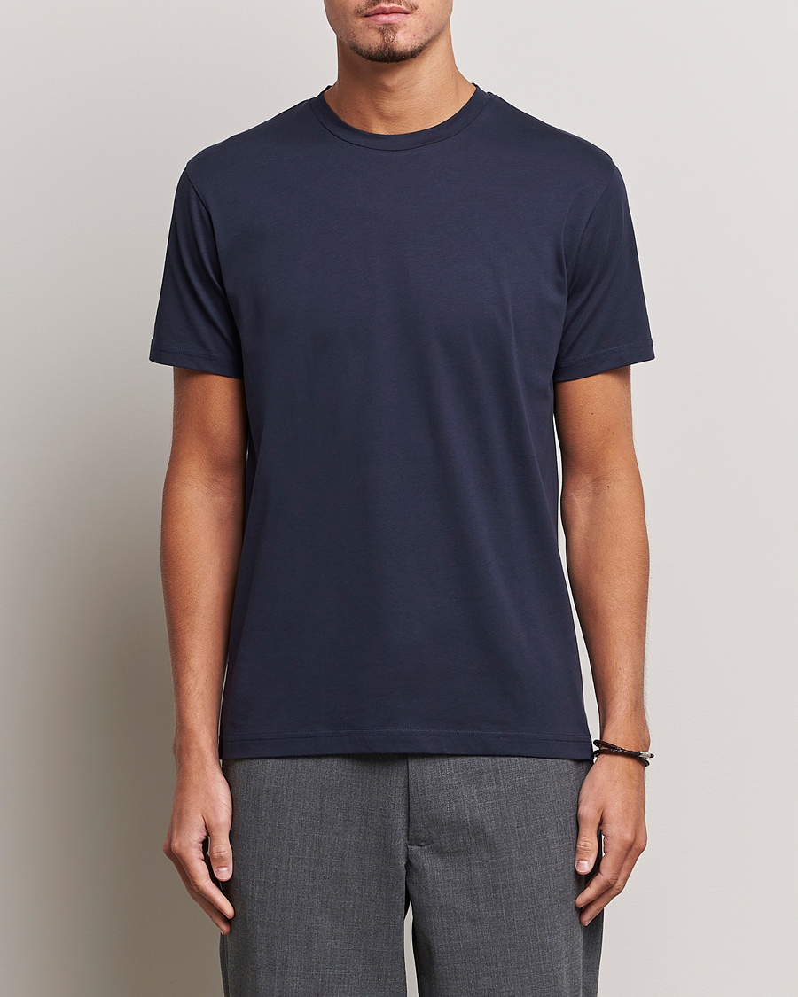 Herre | T-Shirts | Sunspel | Riviera Midweight T-Shirt Navy
