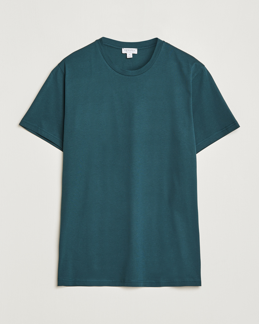 Herre | T-Shirts | Sunspel | Riviera Midweight Tee Peacock