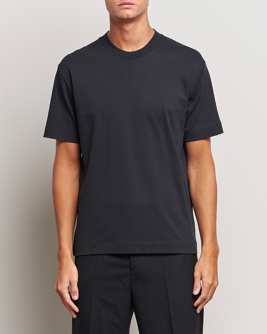 Herre |  | Sunspel | Heavyweight Mock Neck T-Shirt Black