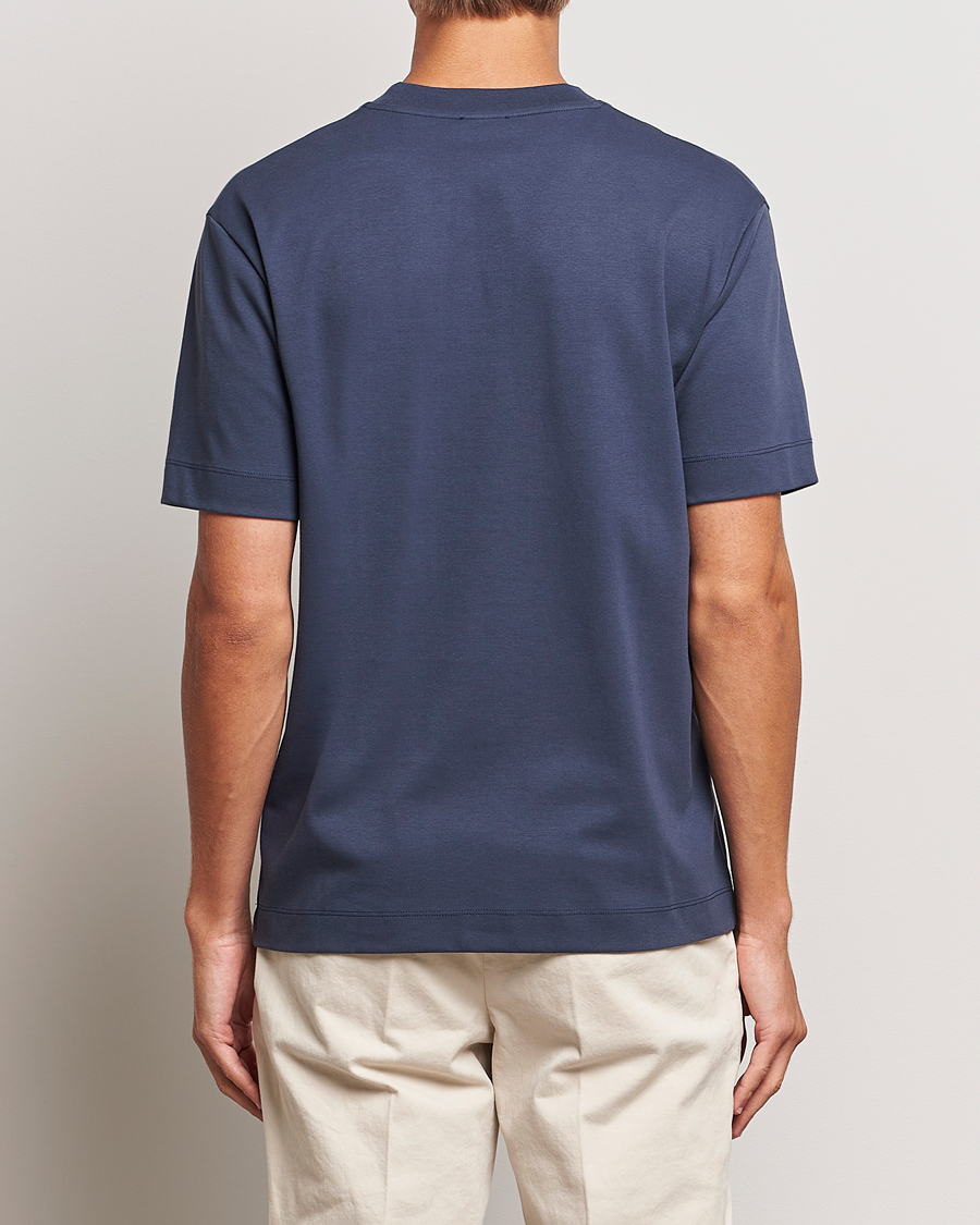 Herre | T-Shirts | Sunspel | Heavyweight Mock Neck T-Shirt Navy
