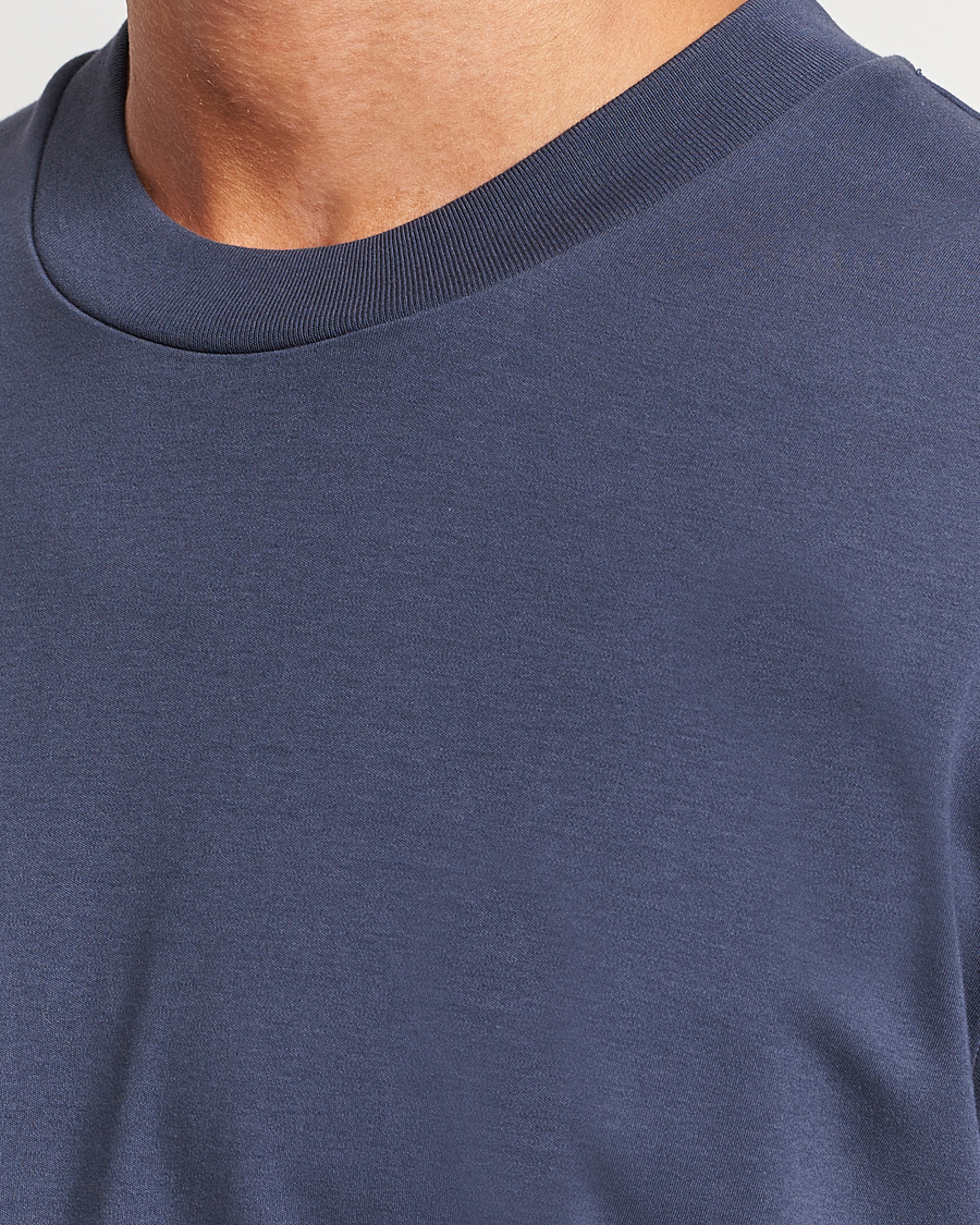 Herre | T-Shirts | Sunspel | Heavyweight Mock Neck T-Shirt Navy