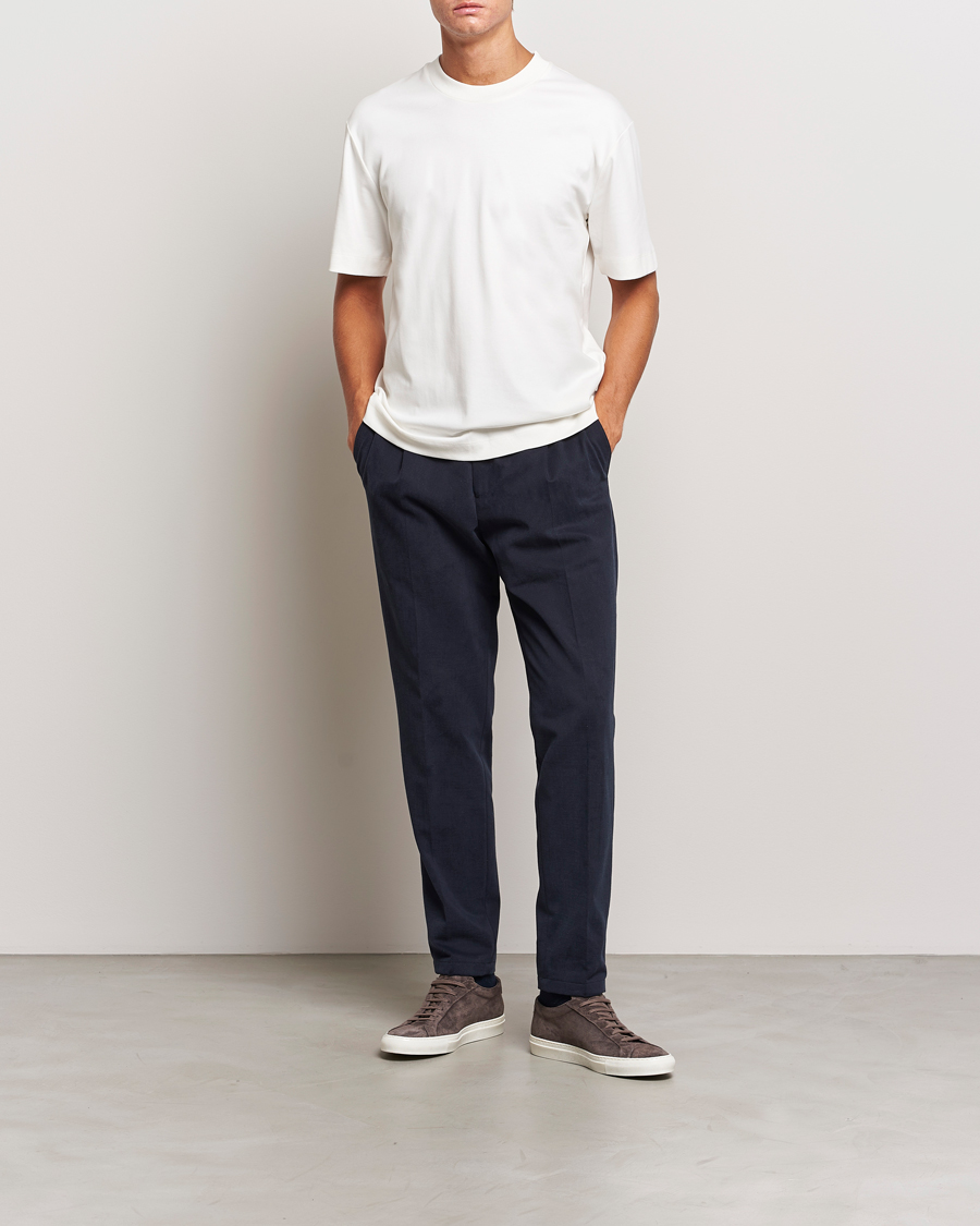 Herre | T-Shirts | Sunspel | Heavyweight Mock Neck T-Shirt Ecru