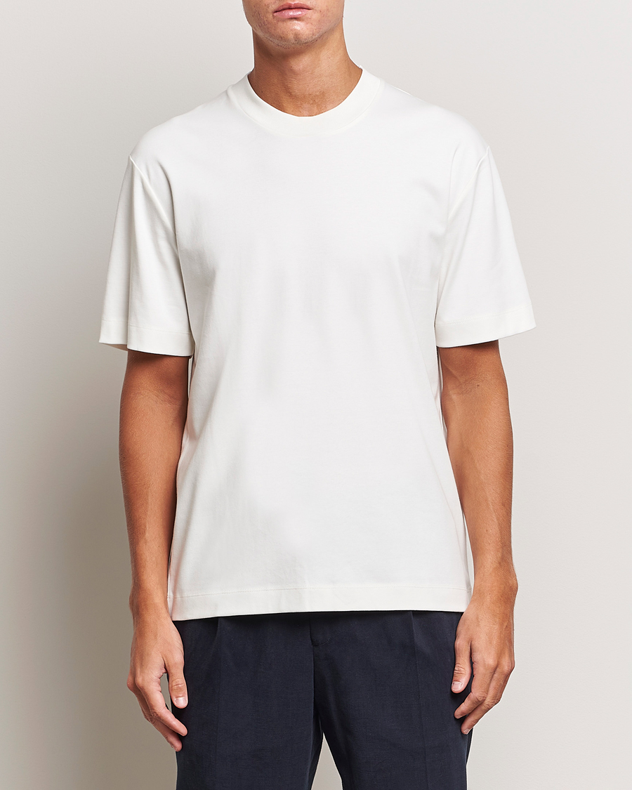 Herre | Hvite t-shirts | Sunspel | Heavyweight Mock Neck T-Shirt Ecru