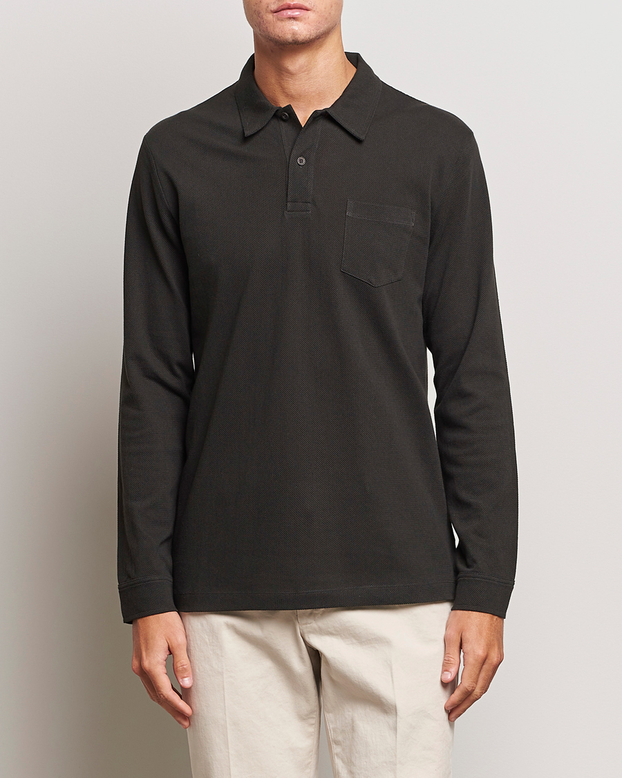 Herre |  | Sunspel | Long Sleeve Riviera Polo Shirt Coffee