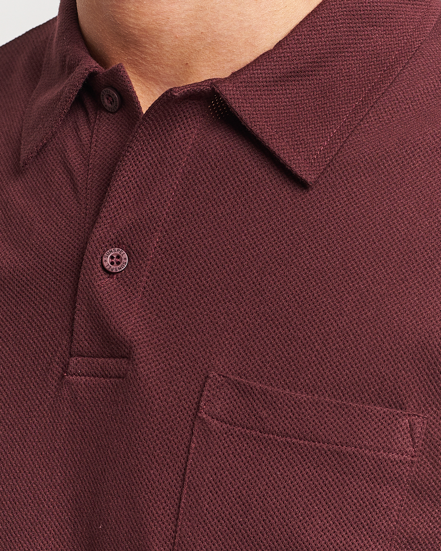 Herre | Gensere | Sunspel | Long Sleeve Riviera Polo Shirt Maroon