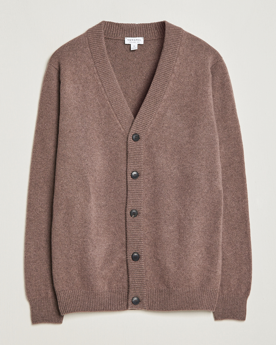 Herre | Gensere | Sunspel | Lambswool Cardigan Cedar