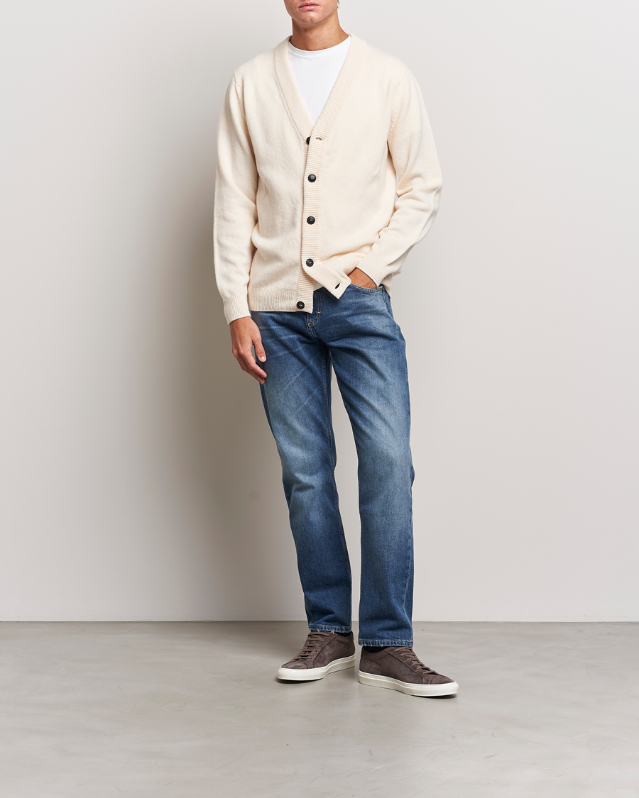 Herre | Gensere | Sunspel | Lambswool Cardigan Ecru