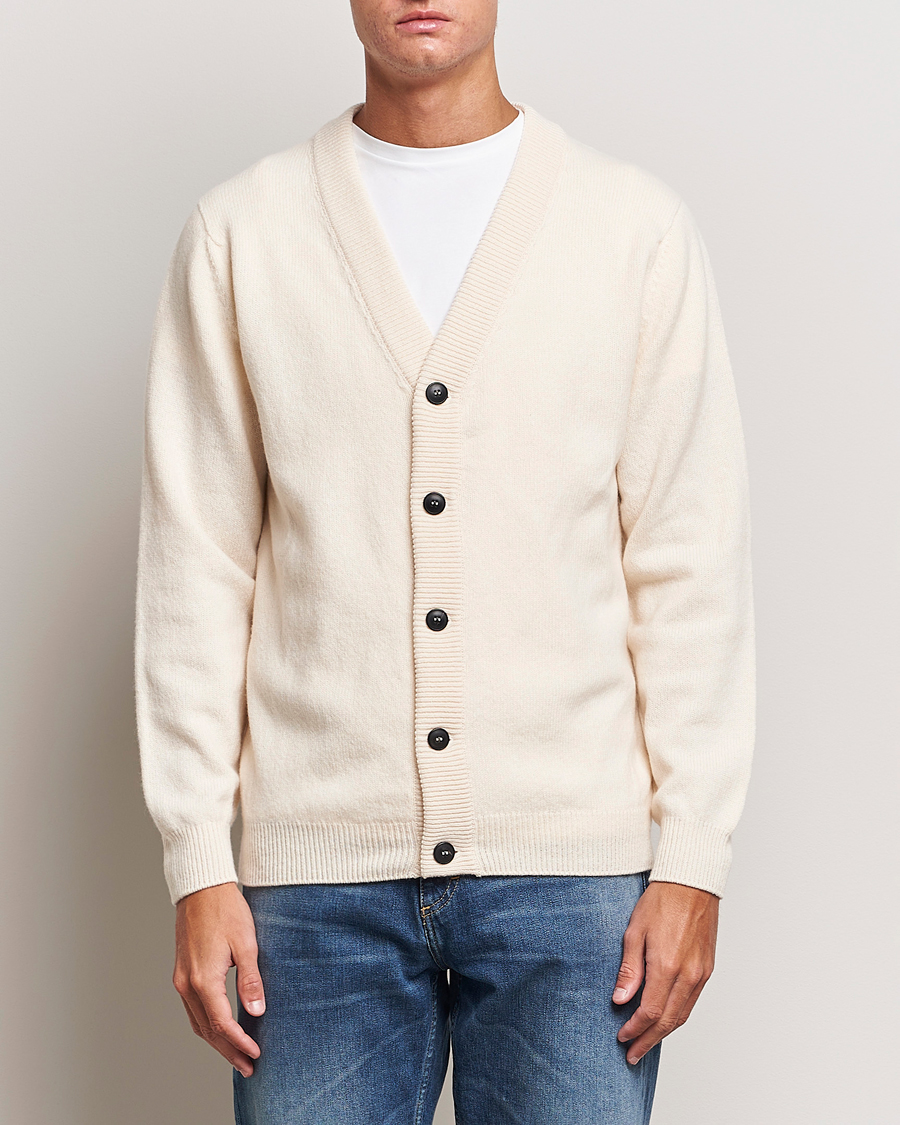 Herre | Gensere | Sunspel | Lambswool Cardigan Ecru