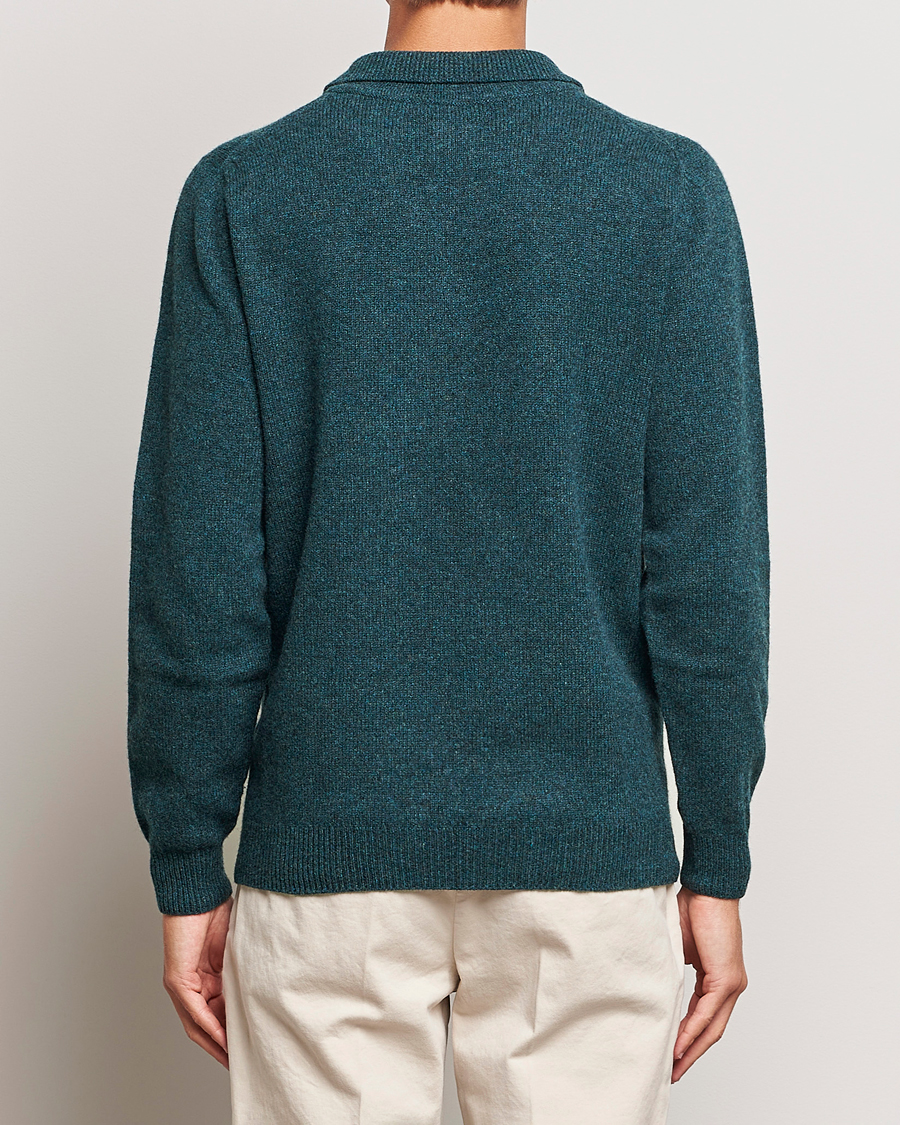 Herre | Gensere | Sunspel | Lambswool Poloshirt Peacock