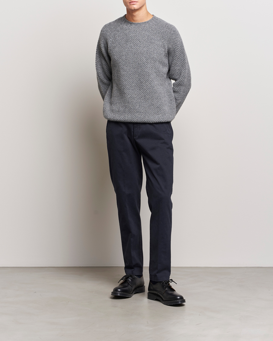 Herre | Gensere | Sunspel | Textured Lambswool Jumper Mid Grey Twist