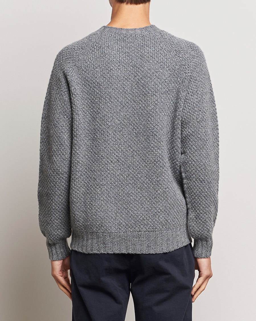 Herre | Gensere | Sunspel | Textured Lambswool Jumper Mid Grey Twist