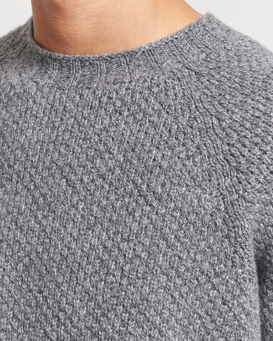 Herre | Gensere | Sunspel | Textured Lambswool Jumper Mid Grey Twist