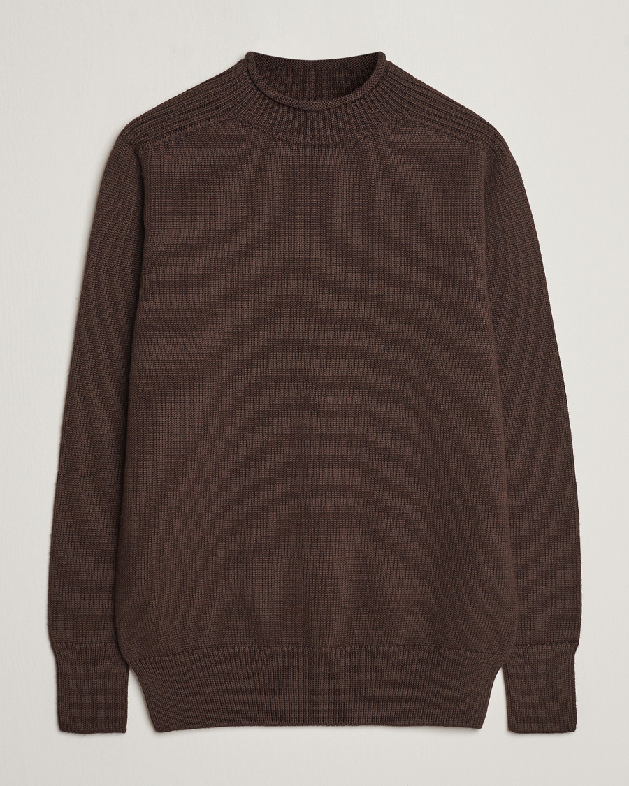 Herre | Gensere | Sunspel | Fisherman Merino Jumper Coffee