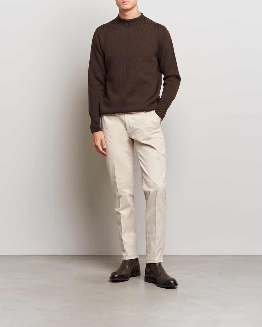 Herre | Gensere | Sunspel | Fisherman Merino Jumper Coffee