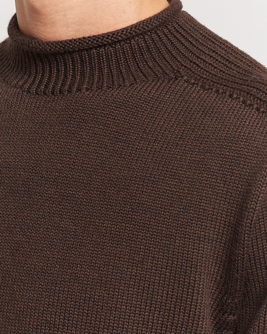 Herre | Gensere | Sunspel | Fisherman Merino Jumper Coffee